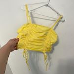 Wild Fable NEW NWT Yellow Ruched Smocked Crop Top with Ties Bow Y2K Cotton Tank Photo 7