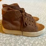 Frye  Lena Suede Leather High Top Lace Up Sneakers  Camel Brown Size 5.5 Photo 1