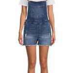 No Boundaries  Women’s overalls size Large Distressed Blue Denim Relaxed frayed Photo 1