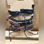 Lot Of 4 Fashion Jewelry Boho Bracelets Black Brown Stretch Tie Leather Look NWT Photo 2
