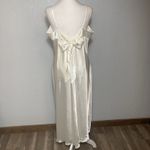 Ivory Satin Beaded Gown Slip Dress Womens XL Bridal Lingerie Romantic Bow Photo 8