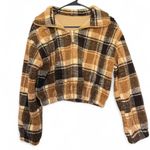 Brown and tan fuzzy quarter zip Photo 0