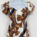 L'atiste by Amy Y2K Baroque Maxi Dress Sz S Chain Print Boho Puff Sleeve Resort White Photo 2