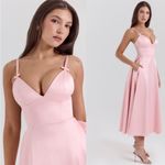 House Of CB HOUSE‎ OF CB ‘Tiffany’ Parisian Pink Satin A-Line Midi Dress NWOT M D-DD Photo 3