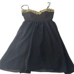 Trac ‎ Size XS Black Gold Mini Dress Whimisgoth Chiffon Fairy Grunge HOCO Photo 3