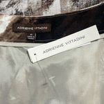 Adrienne Vittadini Skirt Sz 10 Brown/Cream Tiered Abstract Linen Work Career Photo 3