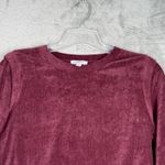 Evereve Shirt Womens Medium Wine Red Holly Velour Pleated Pullover Casual Retro Photo 3