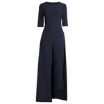 Kay Unger  Davina Stretch Walk Thru Jumpsuit Midnight Blue Size 4 Photo 4