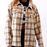 PacSun 🛍️ LA Hearts Ivory Oversized Plaid Button Up Shacket Shirt Jacket Sz M/L Photo 0