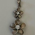 Plumeria Sterling Silver CZ Double Flower Pedant Photo 0