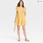 Knox Rose  Size S Yellow Dress Mini Flutter Sleeve Gauzy Tired Inlet Lace Boho Photo 1