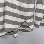 Lou & grey Gray White Stripe Funnel Neck Asym Zip Soft Knit Pullover XL Photo 2