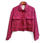 Rachel Zoe  Cropped Tweed Pink Collared Blazer Jacket Large Photo 0