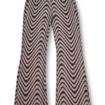 Urban Outfitters EUC Brown White Retro Print Wide Leg Flare Pants Women's Size S Photo 0