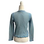 Tory Burch Honeycomb Open Knit Long Sleeve Pullover Sweater Light Blue Medium M Photo 5