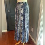 American Eagle Boho Festival Flirty Lined Blue Patterned Maxi Skirt Photo 4