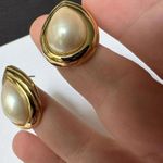 Trifari Lot Of 3 Signed  Gold Tone Pierced Earrings Faux Pearl Rhinestone Etc Photo 6