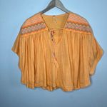 Free People  Orange Boho Market Embroidered Cotton Tunic Medium Photo 1