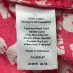 Talbots Petite Small White Pink Elephant Print Top Blouse Button Roll-Tab Cotton Photo 7