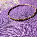 Gold Tone with Yellow Lacquer Vintage Vibe Bangle Bracelet Photo 4