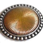Unusual Alluring St. Justin Copper Tone Dimpled Silver Tone Black Accent Brooch Photo 0
