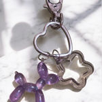 Purple Balloon Dog Keychain with Heart and Star Charms Photo 0