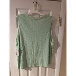 Sonoma striped v-neck tank top shirt womens plus 1X Green White Cotton Blend New Photo 7
