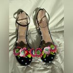 Betsey Johnson Black and Pink Rhinestone Floral Sandals Size 8.5 Photo 0