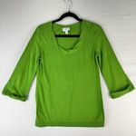 Loft  Kelly Green 3/4 Sleeve Pima Cotton Sweater Shirt Women’s Size Medium Photo 0