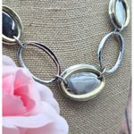 Chico's NWT Two Tone Silver & Gold Collar Bib Necklace Oval Pendants 20" Photo 2