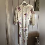 Vintage pockets house robe satin weave flowers White Size M Photo 2