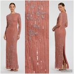 Mac Duggal 93626 Womens High Neck Illusion Embellished Gown Dress Rose 14 Photo 2