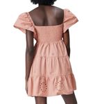 ZARA  eyelet pink/coral smocked mini dress - large Photo 8