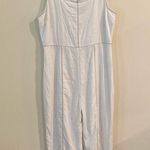 Sugar Lips White with Blue Trim Linen Blend Jumper Jumpsuit Size Large Photo 0