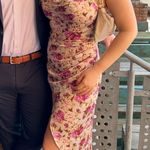 Floral Silk Midi Dress Pink Size M Photo 0