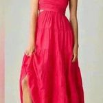 Anthropologie Let Me Be Cut Out Tiered Pink Maxi Dress $190 Made in India Size M Photo 0