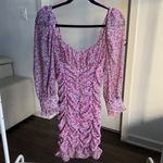 ZARA Draped baloon sleeves purple Floral dress Photo 4