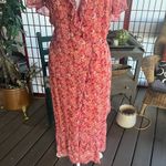 & Other Stories & Other Stories Pink Floral Ruffle Midi Dress Size 8 Photo 4