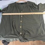 Fortune + Ivy Green Stretch Jersey Knit Button Tie Front 3/4 Sleeve Top Size XXL Photo 12