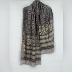 Loft Taylor Gold Metallic Taupe Lightweight Scarf Gray and Gold Patterned Scarf Photo 1