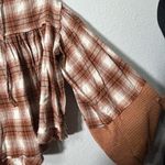 NEW MISS ME
Orange Multi Plaid Thermal Hoodie Balloon Sleeve Size Small Photo 6