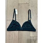 Aerie NWT  Velvet Stripe Sexy Holiday Triangle‎ Bralette Deep Forest Green Size S Photo 4