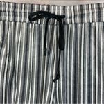 Donna Karan  Gray & Black Soft Striped Drawstring Waist Athleisure Pants L Photo 2