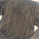 Moon River NWT Moon River Womens Metallic Ribbed Boat Neck Puffy Sleeve Top Black Gold XS Photo 3