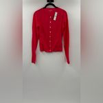 J.Crew  Feather jersey crewneck cardigan Strawberry Sunrise Photo 4
