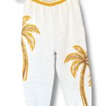 Retrofête Pera Knit White Yellow Palm Tree Knit Ankle Cropped Pants Photo 1