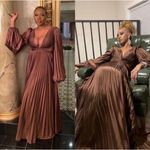 Mac Duggal  Long Sleeve Pleat Charmeuse CutOut Gown Espresso 26737 size 6 UB Photo 3