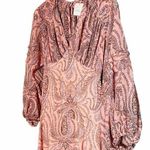Free People NWT  Mirage Maxi Dress Long Sleeve Flowy Boho Peach Combo Size 2 NEW Photo 8