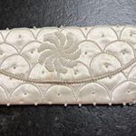 Vintage Beautiful White Satin Purse with Elegant Pearl Design made in Japan Photo 0