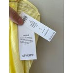 Chico's Tee Shirt Short Sleeve Neon Yellow V Neck Stretch Side Slits, Size M Photo 2